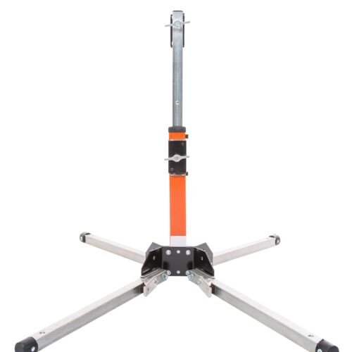 four legs, orange, steel, black, sign stand, locked up