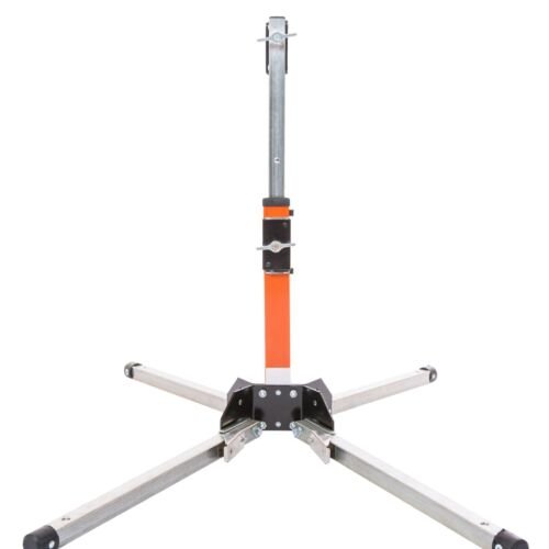 four legs, orange, steel, black, sign stand, locked up