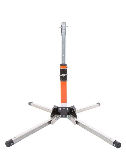 four legs, orange, steel, black, sign stand, locked up