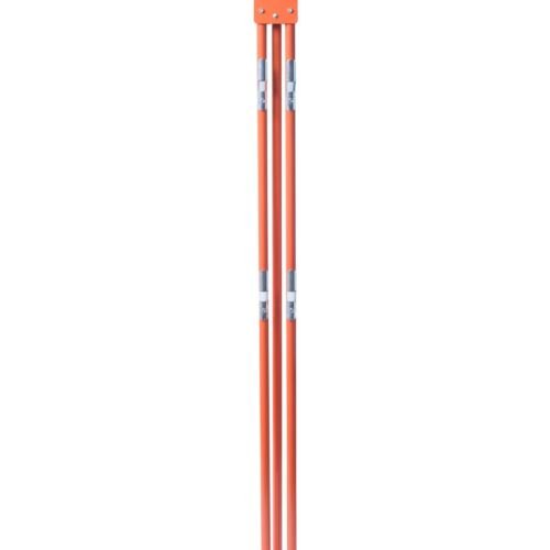 sign stand, orange, folded up, tripod