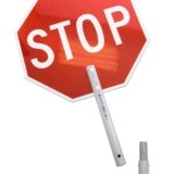 stop sign, hand, extended handle