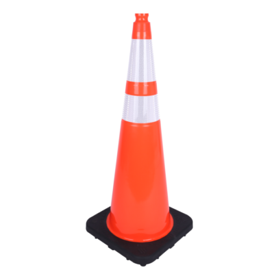 long orange white stripe cone with black base