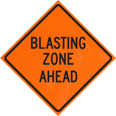 blasting zone ahead orange diamond grade roll up