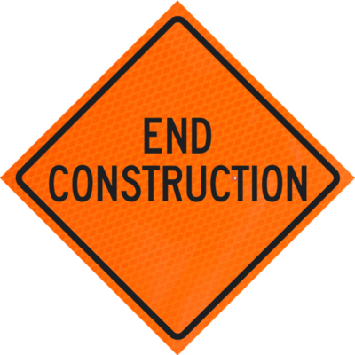 end construction, safey sign