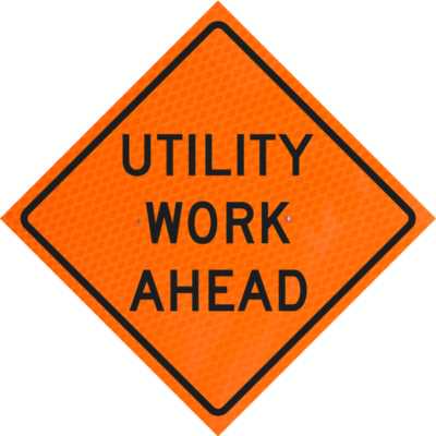 utility work ahead roll up vinyl sign
