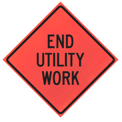 end utility work words deep orange diamond roll up