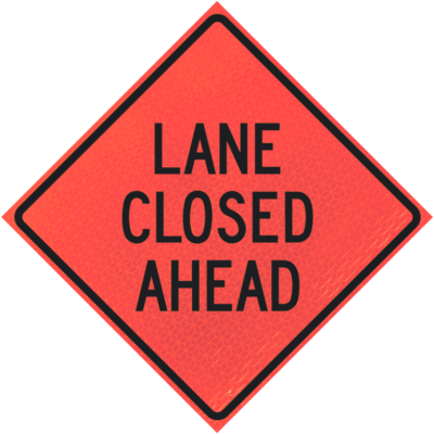 lane closed ahead deep orange diamond roll up