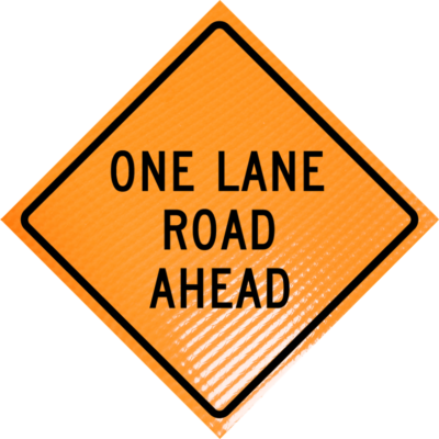 one lane road ahead diamond roll up