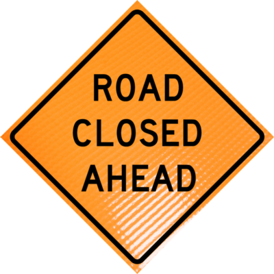 road closed ahead roll up