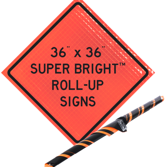 super bright roll up orange sign