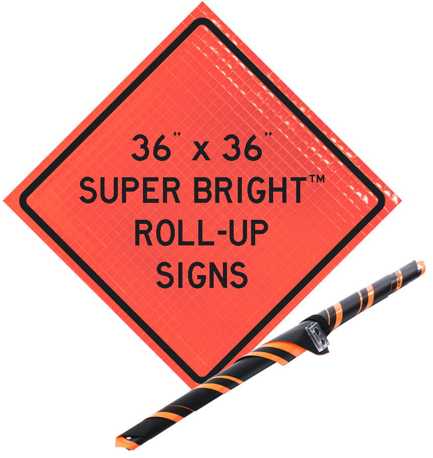 super bright roll-up signs orange sign