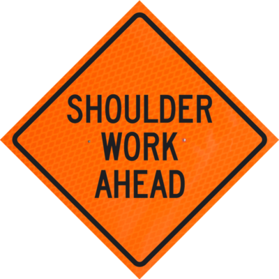 shoulder work ahead sign orange diamond grade roll up