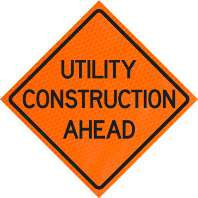utility construction ahead orange diamond grade roll up