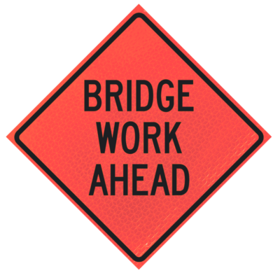 bridge work ahead deep orange diamond roll up