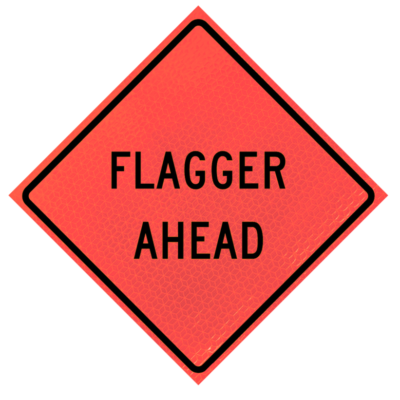 flagger ahead deep orange diamond roll up