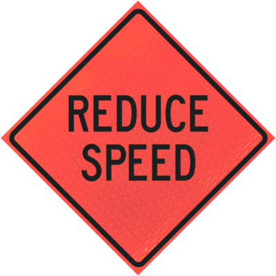 reduce speed sign diamond roll up
