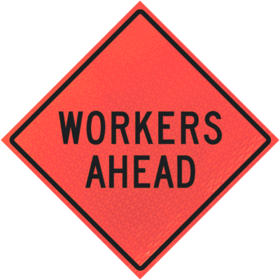 workers ahead diamond roll up