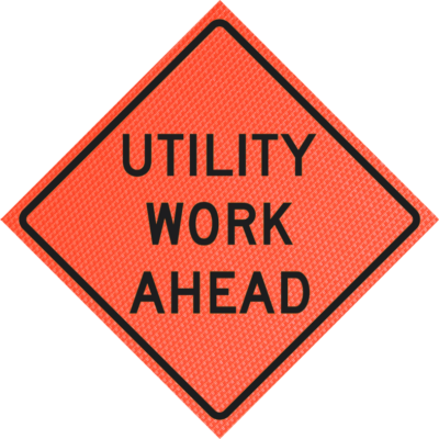 utility work ahead marathon orange roll up sign
