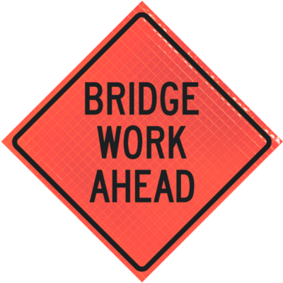 bridge work ahead orange diamond roll up