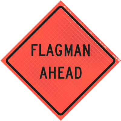 flagman ahead orange diamond roll up