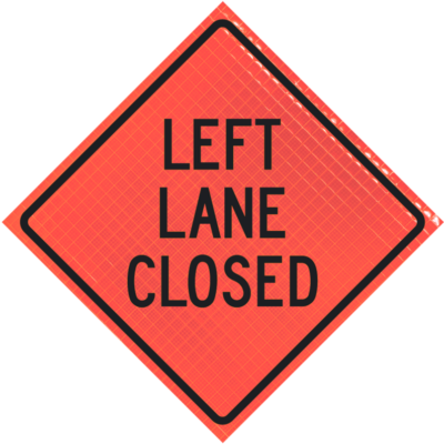 left lane closed orange diamond roll up