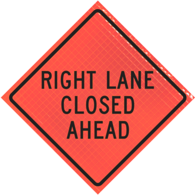 right lane closed ahead orange diamond roll up