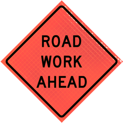 road work ahead orange vinyl sign