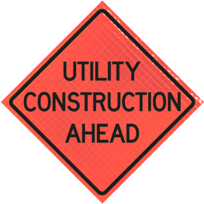 utility construction ahead orange diamond