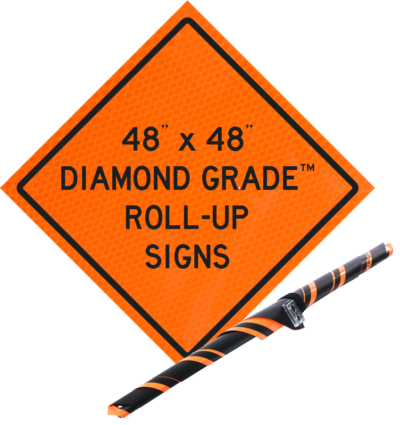 diamond grade orange roll up vinyl sign