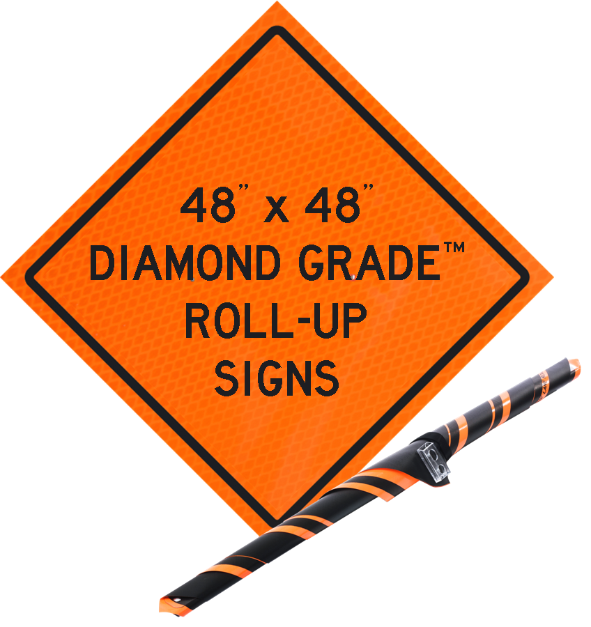 48" diamond grade orange roll up vinyl sign 