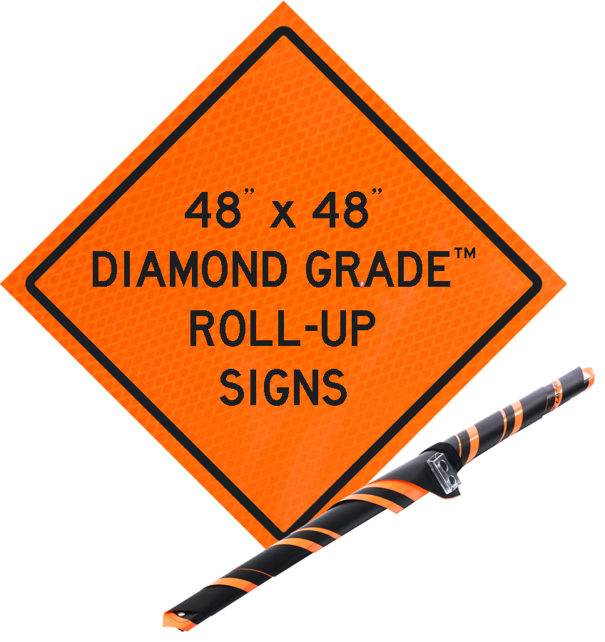 diamond grade orange roll up vinyl sign