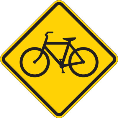 bike riders diamond yellow sign