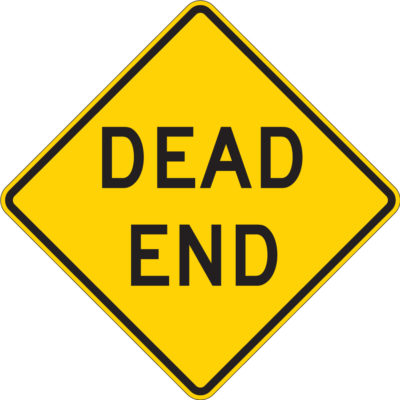 dead end yellow diamond sign