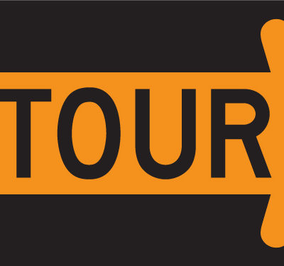 detour right sign yellow and black