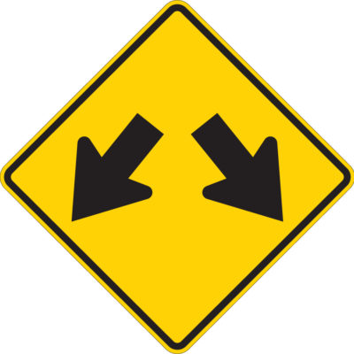 double arrow yellow diamond sign
