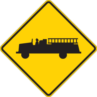 firetruck diamond yellow sign