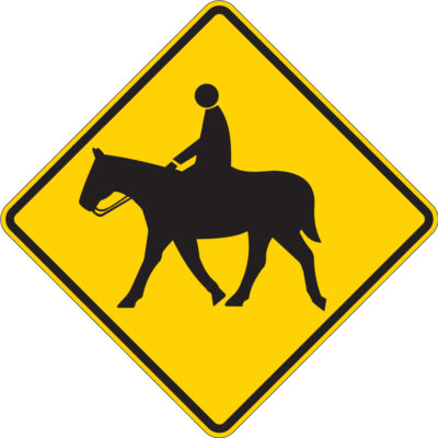 horse riding diamond yellow sign