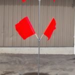 oragne flags and stand