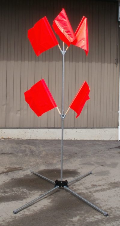 oragne flags and stand