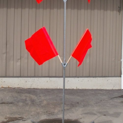 oragne flags and stand