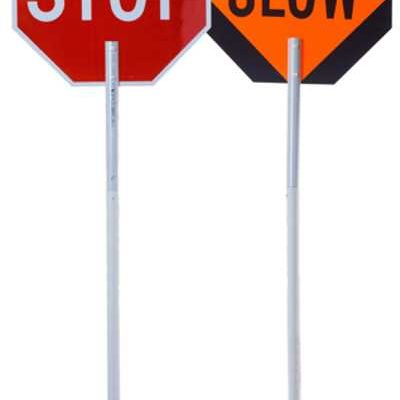 flagger pole stop slow sign