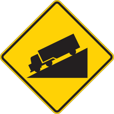 truck hill symbol diamond yellow sign