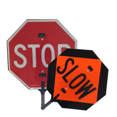 illuminated stop slow paddles for flaggers and traffic control