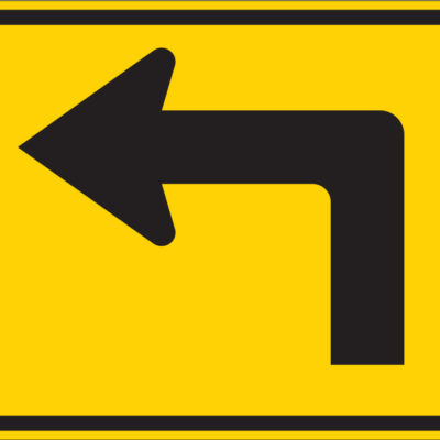 left turn arrow yellow sign