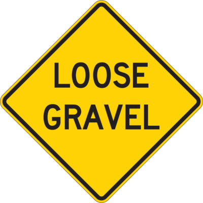 loose gravel yellow diamond sign