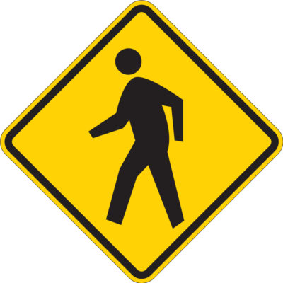 pedestrian symbol yellow diamond