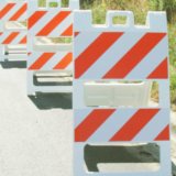 plastic barricades type II in use