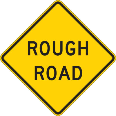 rough road sign yellow diamond