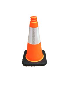 TC318PO6 | Eastern Metal Signs and Safety smaller orange cone black base reflective strip