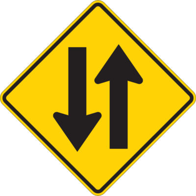 two way sign yellow diamond